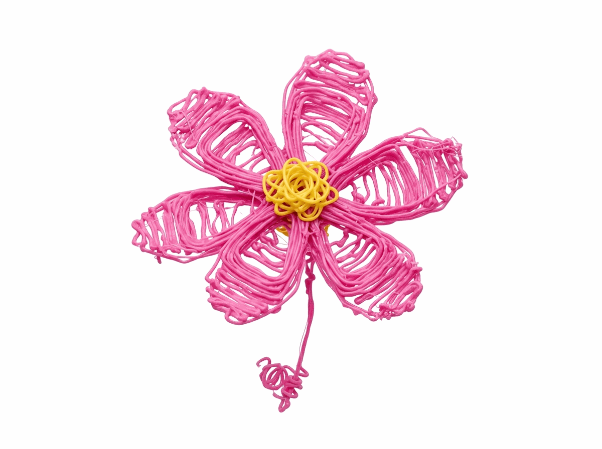 Flor de primavera hecha con lápiz 3D