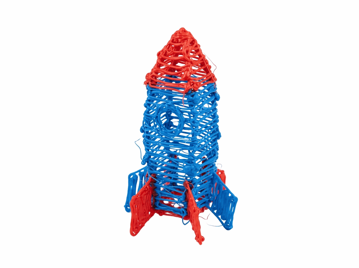 Cohete hecho con lápiz 3D