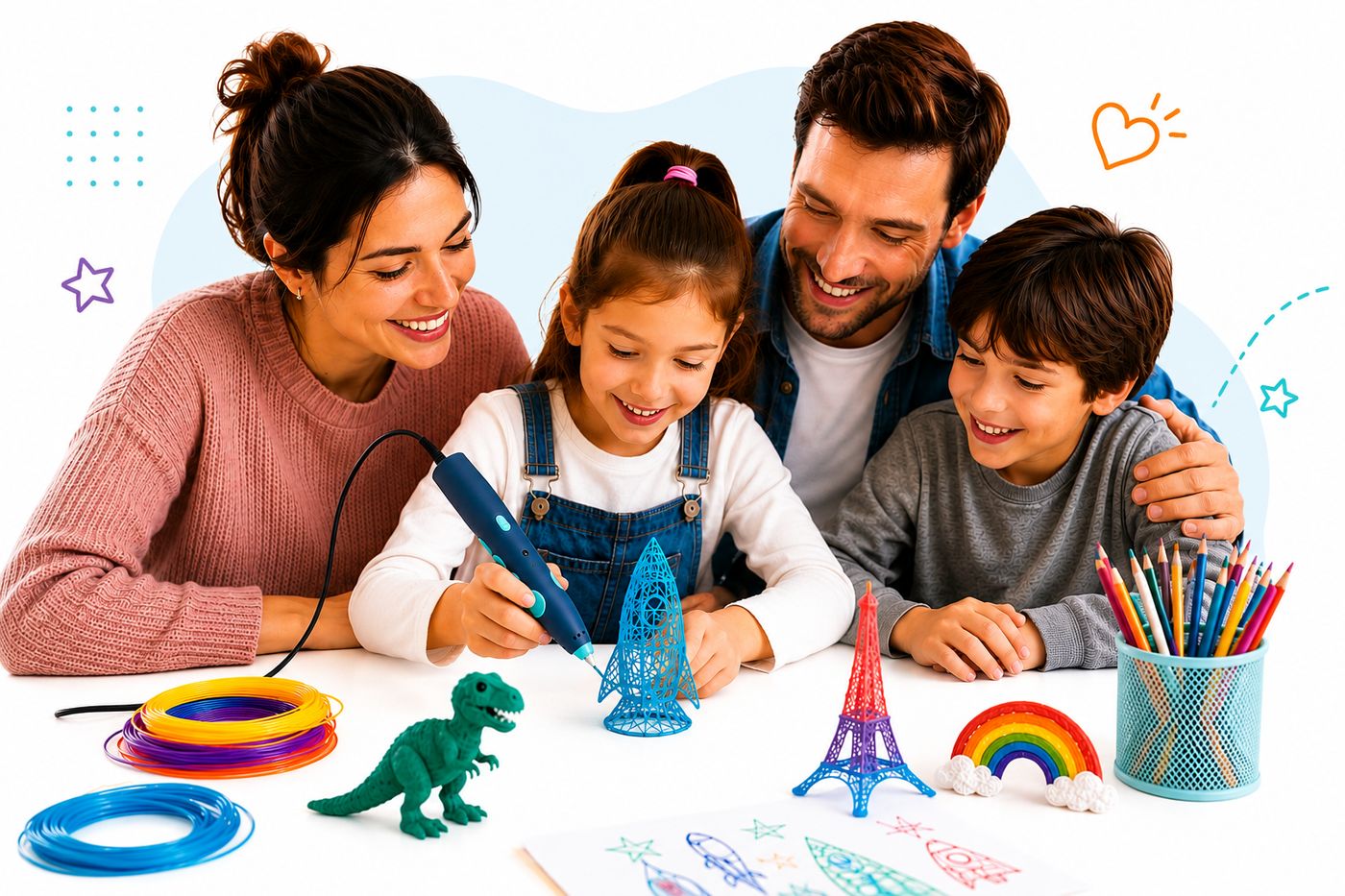 Familia creando con 3D Minto